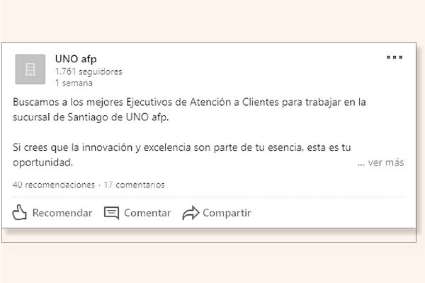 La activa búsqueda de personal que comenzó la nueva AFP UNO