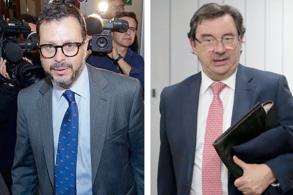 <p>Rodrigo Hinzpeter y Fernando Barros asistieron ayer al consejo general de Sofofa. Foto: Agencia Uno </p>