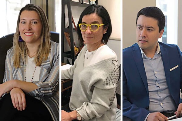 <p>Victoria Paz, Gerenta de Sostenibilidad y Asuntos Públicos de BancoEstado. Soledad Ovando, Subgerenta de Asuntos Públicos de BancoEstado. Ángel Sierra, Director Ejecutivo de la Asociación de Fintech.</p>