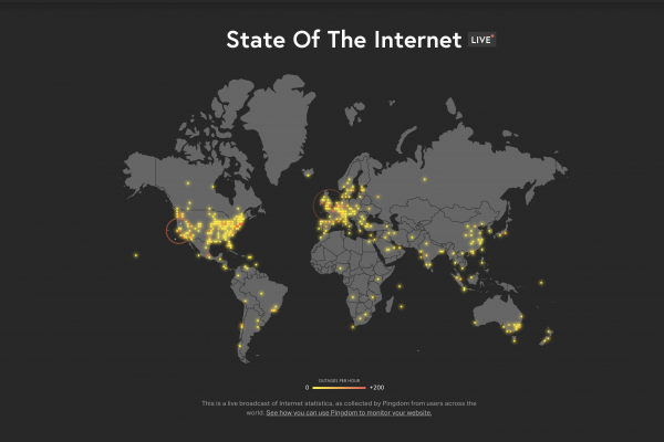 <p>Página web de reporte de internet mundial https://livemap.pingdom.com/</p>