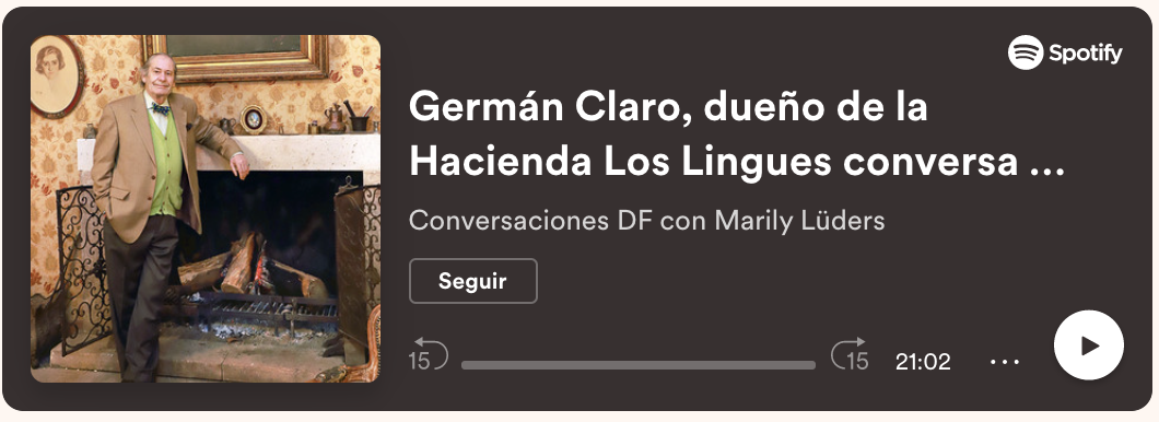 <p>Germán Claro, dueño de la Hacienda Los Lingues conversa con Marily Lüders</p>