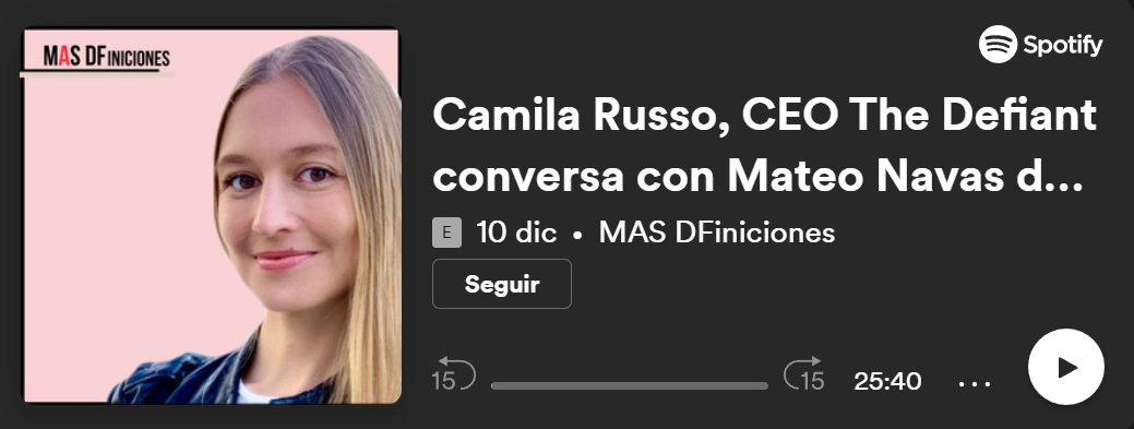 <p>Camila Russo, CEO The Defiant conversa con Mateo Navas sobre el mundo cripto</p>