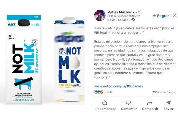 La campaña que lanzó NotCo para responder a Danone por copiar su NotMilk