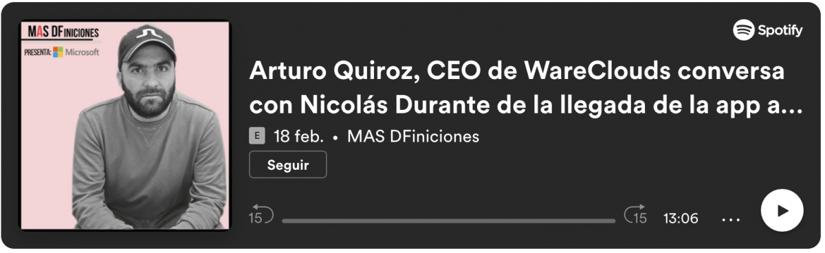 <p>Arturo Quiroz, CEO de WareClouds conversa con Nicolás Durante de la llegada de la App a México</p>