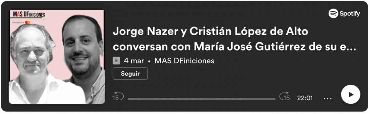 <p>Jorge Nazer y Cristián López de Alto conversan con María José Gutiérrez de su expansión en EEUU</p>