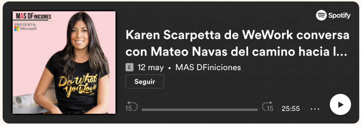 <p>Karen Scarpetta de WeWork conversa con Mateo Navas del camino hacia la sostenibilidad en 2022 de la empresa</p>