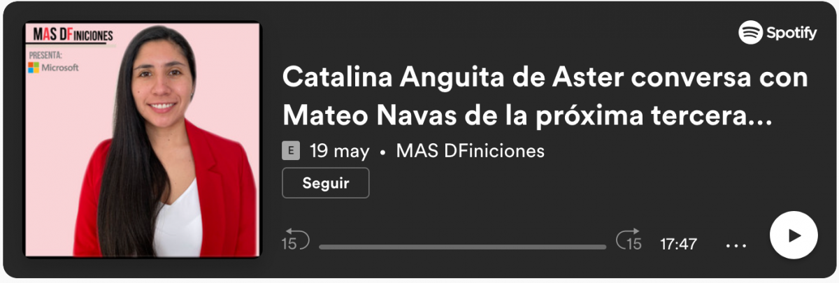 <p>Catalina Anguita de Aster conversa con Mateo Navas de la próxima tercera ronda de aceleración para emprendimientos</p>