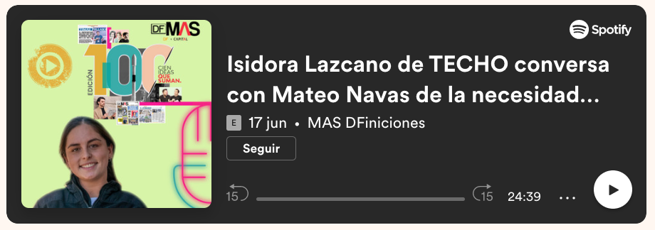 <p>Isidora Lazcano de TECHO conversa con Mateo Navas de la necesidad urgencia para los campamentos</p>