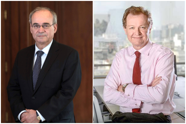 <p>A la izquierda, el gerente general de BancoEstado, Óscar González, y a la derecha, el gerente general de Banco Bice, Alberto Schilling.</p>