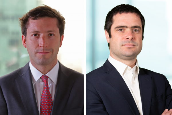 <p>El nuevo gerente general de la AGF de Credicorp, Felipe Sotomayor y managing director de mercado de capitales, Arturo Aldunate.</p>