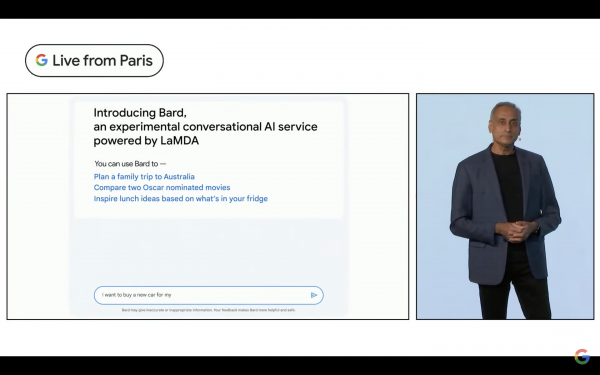 <p>El vicepresidente de Google, Prabhakar Raghavan, durante la presentación en París, Francia.</p>