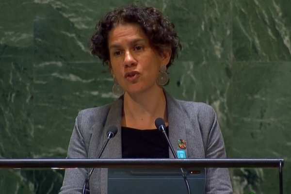 <p>Ministra del Medio Ambiente, Maisa Rojas, presentando los compromisos de Chile en la Conferencia de la ONU.</p>