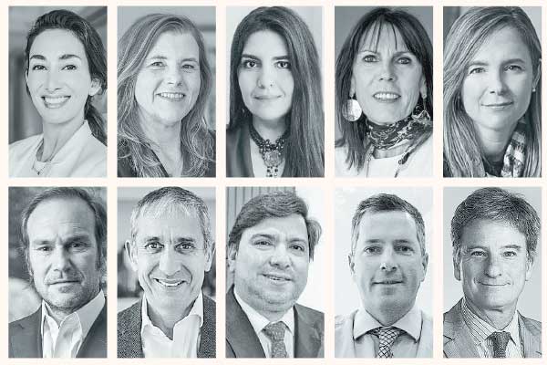 <p>Soraya Kassis directora de Consorcio Industrial de Alimentos. Heike Paulmann presidenta de Cencosud. Loreto Pelegrí socia de PWC. Jacqueline Plass socia de Propósito y Comunicaciones de Deloitte. Katia Trusich directora de Aguas Andinas. Julio Bertrand presidente Siderúrgica Huachipato S.A. justo García presidente Tresmontes Lucchetti S.A. Gonzalo Guerrero presidente Soquimich. Andrés Lehuedé director empresas Copec S.A. Juan Manuel Santa Cruz presidente Empresas Lipigas S.A.</p>