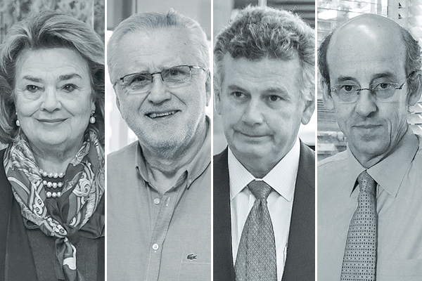 <p>La directora de Banco Santander Chile, Lucía Santa Cruz. El presidente de Codelco, Máximo Pacheco. El gerente general de Consorcio, Patricio Parodi. El presidente de Credicorp Capital, Guillermo Tagle. Fotos: Julio Castro, Patricio Valenzuela y archivo</p>