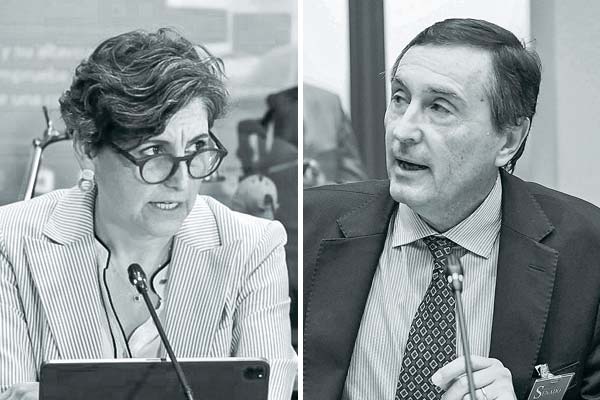 <p>Ximena aguilera Ministra de Salud. Gonzalo Simon presidente de la Asociacion de Isapres </p>