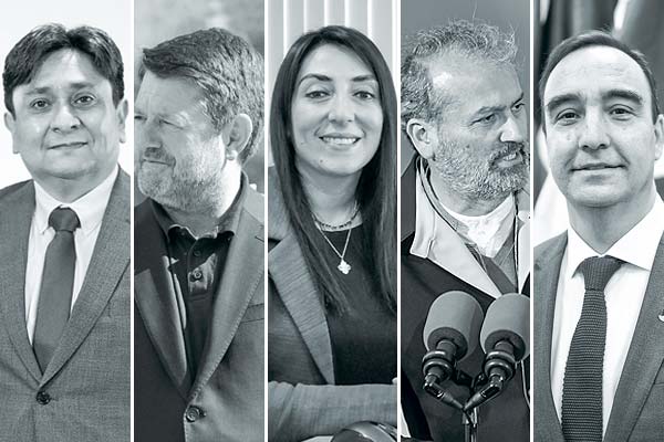 <p>Ricardo Díaz, Gobernador de Antofagasta. Claudio Orrego, Gobernador R. Metropolitana. Cristina Bravo, Gobernadora del Maule. Patricio Vallespín, Gobernador de Los Lagos. Jorge Flies, Gobernador de Magallanes.</p>