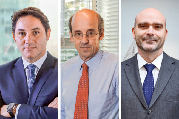 <p>Hugo Horta, actual country manager de Credicorp Capital Chile. Guillermo Tagle, director de Credicorp Capital. James Loveday, futuro CEO de Credicorp Capital Chile. Foto: Patricio Valenzuela y Archivo</p>