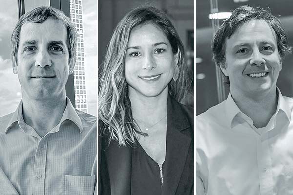 <p>Matías Repetto, Associate Partner Equity Sales & Trading de Btg Pactual. Paulina Yazigi, presidenta de la Asociación de Afp. Andrés Trivelli, socio de LarrainVial. Fotos: julio Castro y Archivo</p>