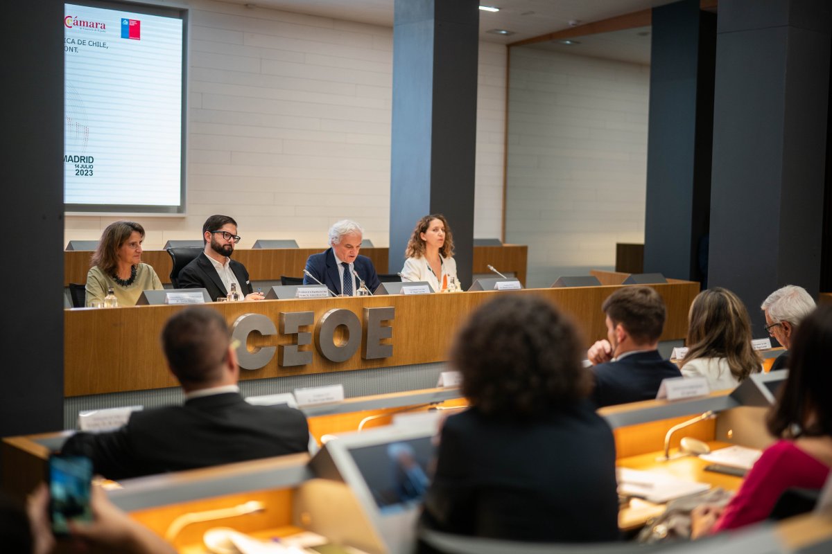 <p>Reforma tributaria, proceso constitucional, litio e hidrógeno verde: las inquietudes que le transmitieron los empresarios españoles a Boric</p>