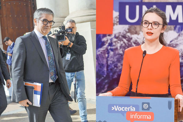 <p>El ministro de Hacienda se reunió ayer con el Presidente Boric, mientras la ministra Vallejo explicó el esquema de reuniones del día lunes. Foto: Agencia UNO y Archivo</p>