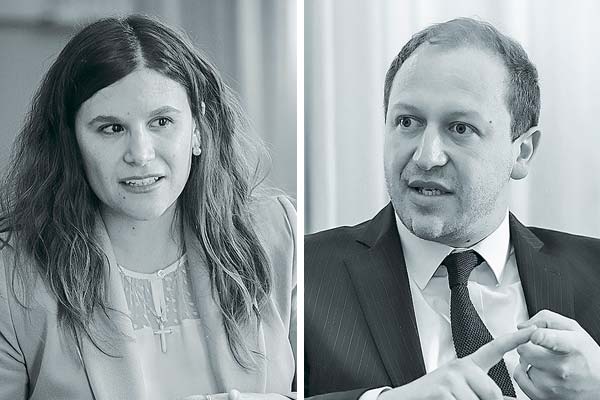 <p>Alejandro Weber, decano de Economía y Gobierno USS y exsubsecretario de Hacienda. Cristina Torres, investigadora de la USS y exdirectora de Presupuestos. Fotos: Julio Castro</p>