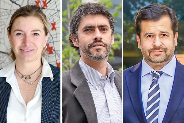 <p>Nicole Solé, gerenta general inmobiliaria Exxacon. Raimundo Cruzat, gerente general inmobiliaria Echeverría Izquierdo. Marcos Retamal, gerente general Moller & Pérez Cotapos. Fotos: Julio Castro y Archivo </p>