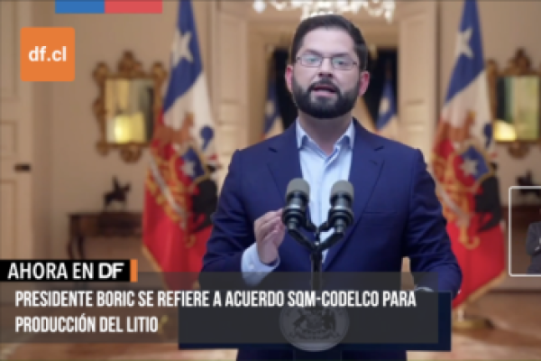 <p>Ahora en DF | Boric sobre acuerdo SQM-Codelco: "Es un hito sin precedentes en la industria minera"</p>