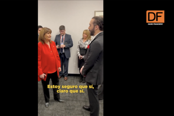 <p>Ahora en DF | Ministra Bullrich elogia a Bukele: “Queremos seguir el modelo que ustedes están llevando adelante”</p>