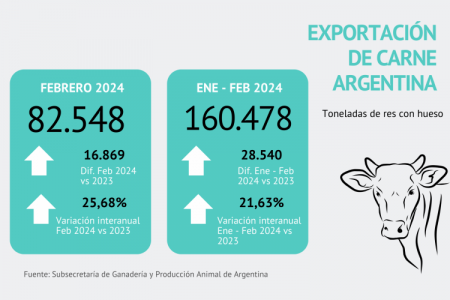 Argentina bate récord en exportación de carne vacuna en 2024