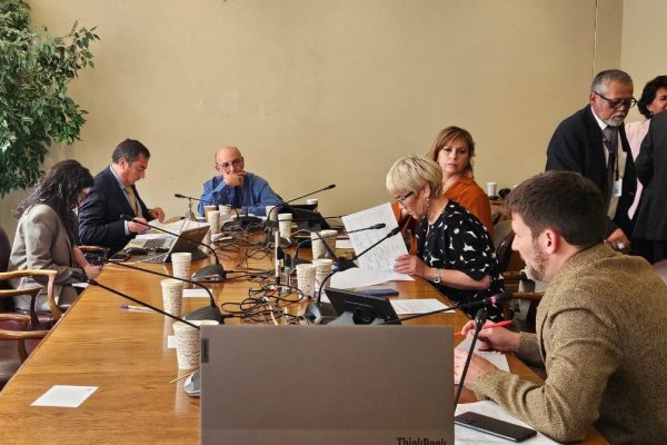 <p>El ministro de Energía, Diego Pardow (primero a la derecha), participó ayer en la comisión de Minería y Energía del Senado.</p>