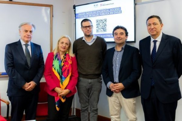 <p>izquierda a derecha: Dr. Emilio Santelices, Dra. Liliana Jadue, PhD. José Luis Contreras, Manuel Henríquez, Marcelo Mosso.</p>