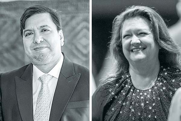 <p>Gonzalo Guerrero, presidente del directorio de SQM. Gina Rinehart, presidenta ejecutiva de Hancock Prospecting.</p>