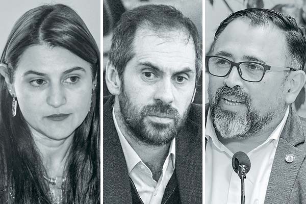 <p>Sofía Cid, diputada RN. Nicolás Grau, ministro de Economía. Víctor Pino, diputado Demócratas.</p>