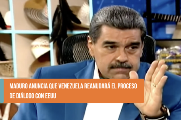 <p>Ahora en DF SUD | Maduro anuncia que Venezuela reanudará el proceso de diálogo con EEUU</p>