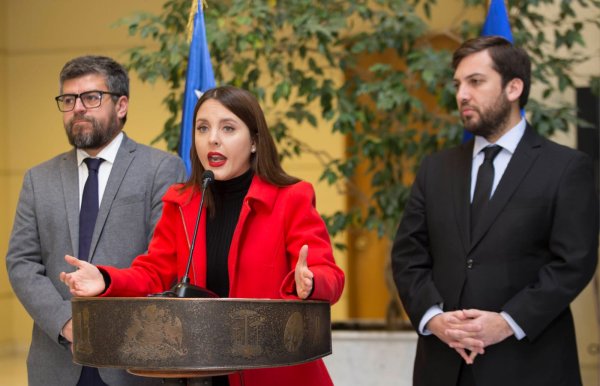 <p>Los diputados Jaime Araya, Camila Musante y Raúl Soto anunciaron el recurso en el Congreso en Valparaíso. </p>