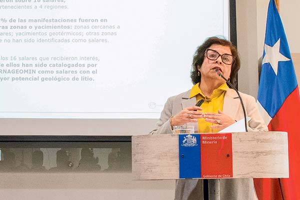<p>La ministra de Minería, Aurora Williams, encabezó la entrega de los resultados del proceso para manifestar interés en proyectos de litio.</p>