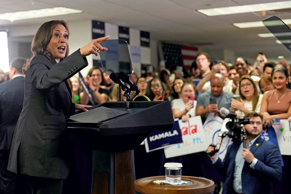 <p>Kamala Harris centró su discurso en el apoyo a la clase media, en uno de sus primeros hitos de campaña. Foto: Reuters</p>