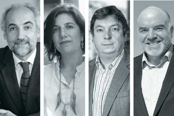 <p>Cristián Barros, socio de Sargent & Krahn. Guillermo Carey, socio de Carey Abogados. Ministra de Ciencia, Aisén Etcheverry. Maximiliano Santa Cruz, socio de Santa Cruz IP. Fotos: Jonathan Duran y Rodolfo Jara</p>