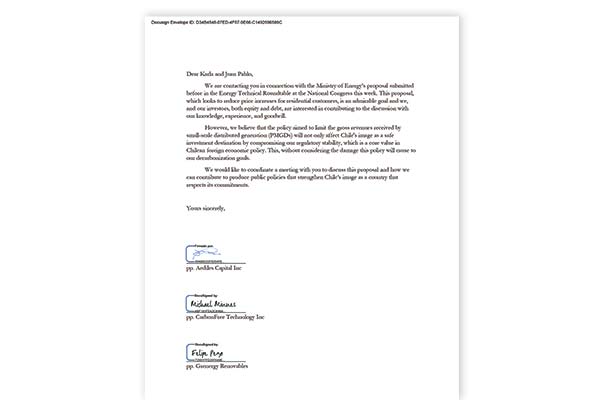 La dura carta de los PMGD a Invest Chile