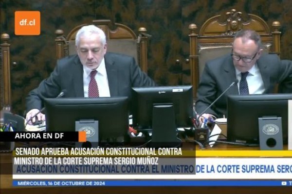 <p>Ahora en DF | Senado aprueba acusación constitucional contra ministro Sergio Muñoz y queda destituido del Poder Judicial</p>