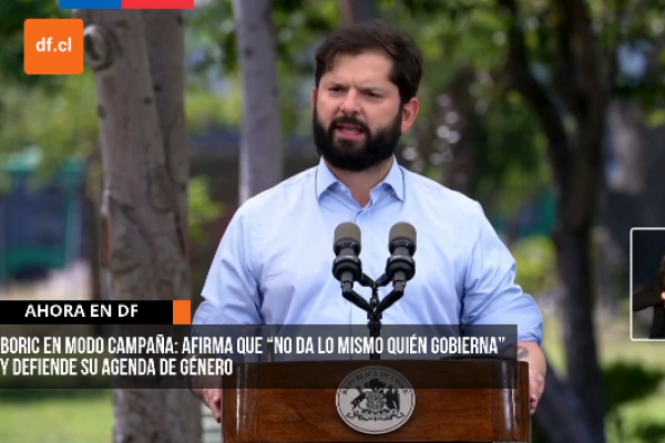 <p>Ahora en DF | Boric en modo campaña: afirma que "no da lo mismo quién gobierna" y defiende su agenda de género</p>