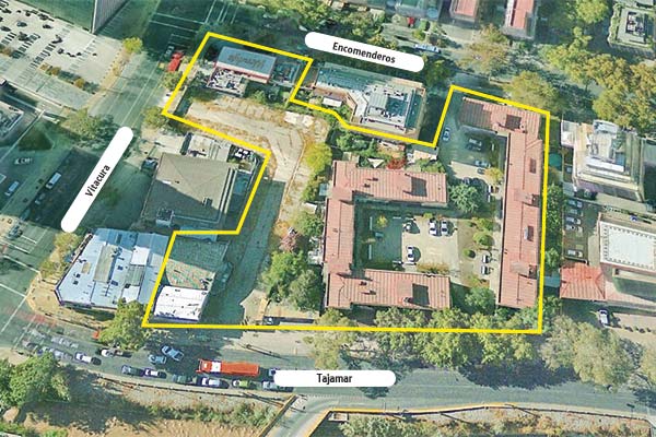 <p>La obra se proyecta en un terreno de 6.800 m2 con salida a Av. Vitacura y las calles Tajamar y Encomenderos, en Las Condes.</p>