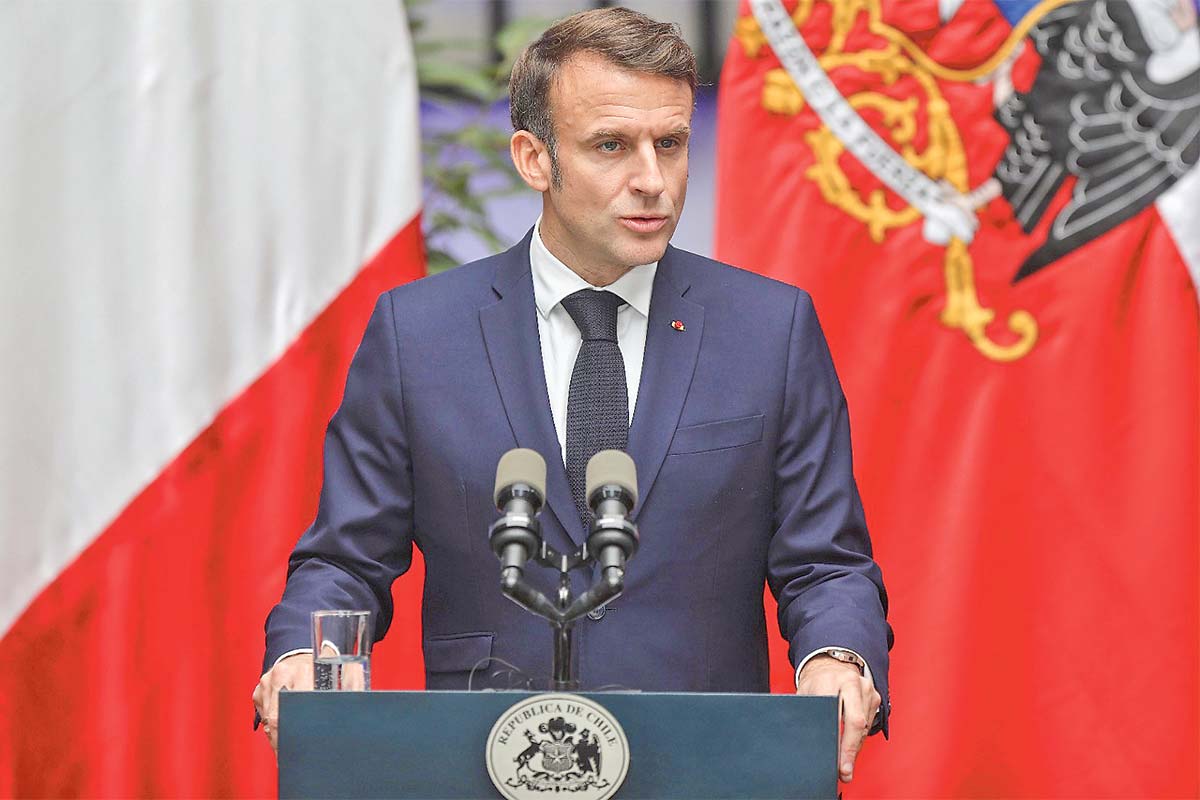 <p>Risotto, vinos franceses y conversación política: La cena que Macron ofreció en restaurante de Alonso de Córdova</p>