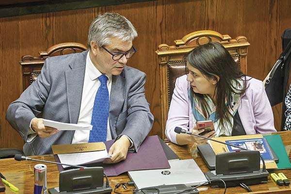 <p>El ministro Mario Marcel, y la directora de Dipres, Javiera Martínez. Foto: Aton</p>
