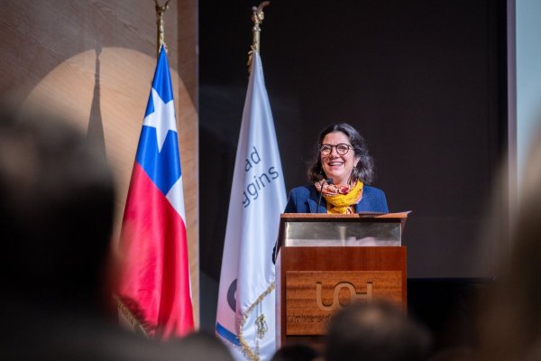 <p>La ministra de Ciencia, Aisén Etcheverry, durante la cuenta pública de su cartera entregada este jueves en Rancagua.</p>