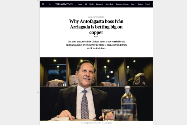 Iván Arriagada, cobre y política: el almuerzo con The Times