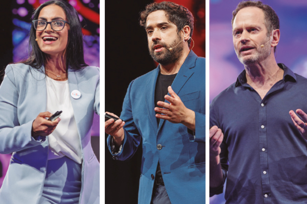 <p>Komal Dadlani, cofundadora y CEO de Lab4U. Daniel Norero, cofundador de Neocrop Technologies. Sebastián Kraves, fundador de MiniPCR bio. FOTOS CONGRESO FUTURO</p>
