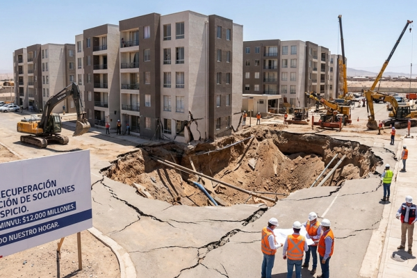 Socavones provocan emergencia habitacional en el norte: Gobierno activa recursos para reparar viviendas desde Arica hasta Atacama