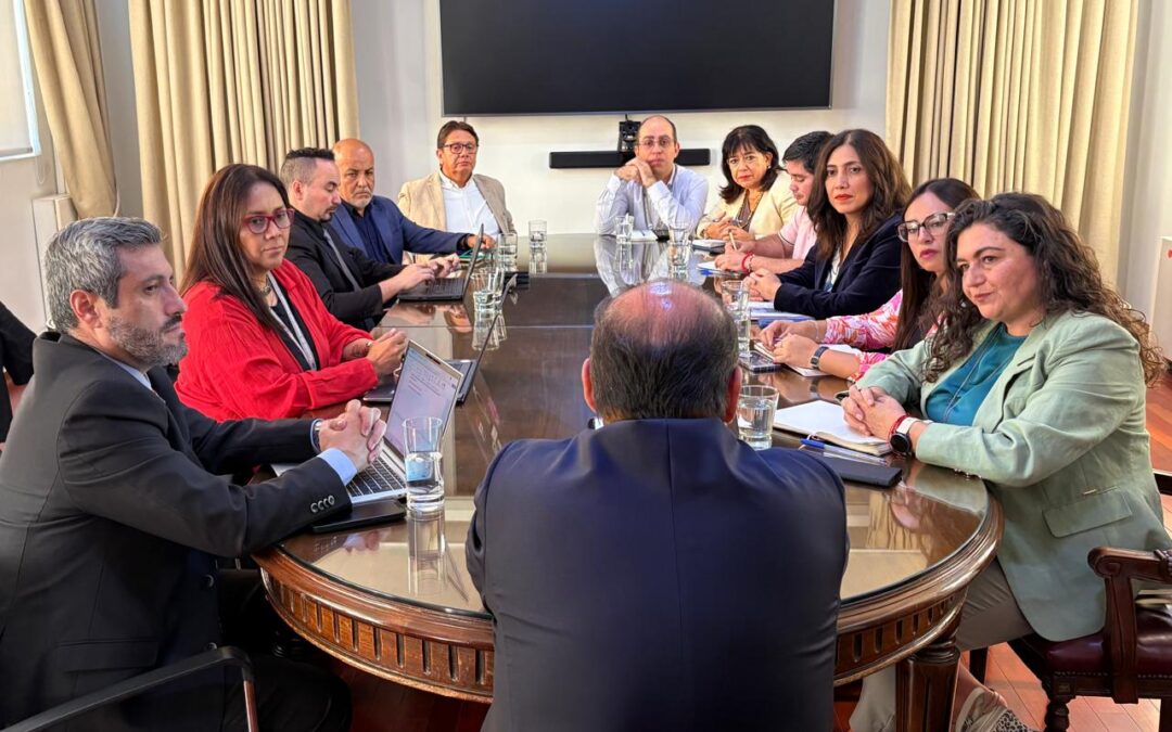 <p>El nuevo titular del SII (de espaldas) en conversaciones con las agrupaciones de funcionarios y fiscalizadores.</p>
