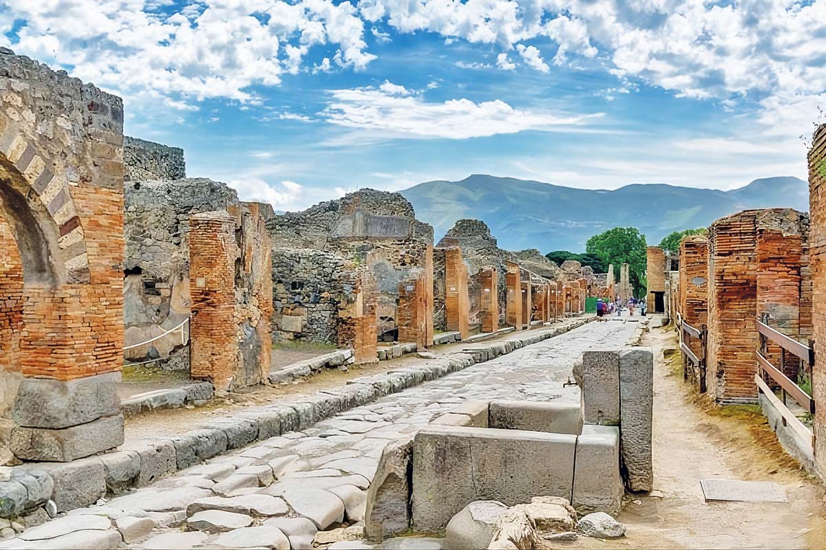 <p>Restos arqueológicos de  Pompeya (Italia) sepultada por el Vesubio el 79 D.C. Crédito: Esri</p>
